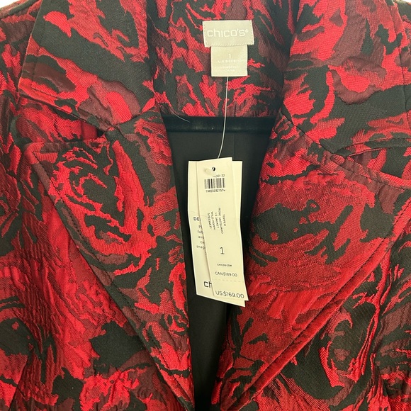 Chico Jacket, size 1, NWT, red & black, 2 eye hook closures and 2 side pockets - Picture 4 of 8